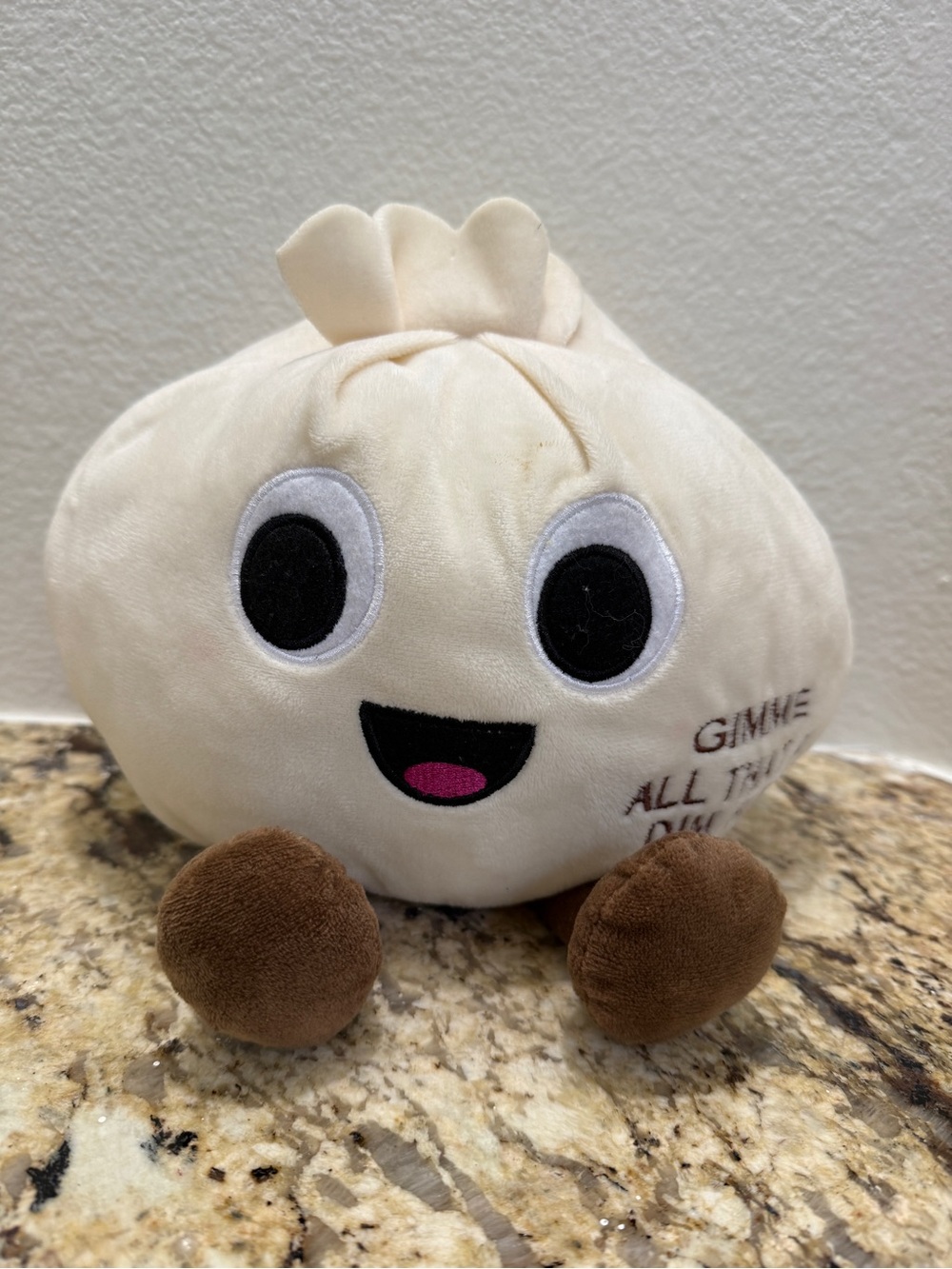 BMI Cream Garlic Plush with Brown Feet and Pink Tongue